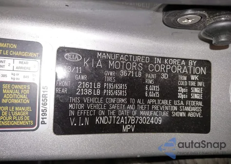 2011 Kia Soul from USA, damaged, VIN KNDJT2A17B7302409